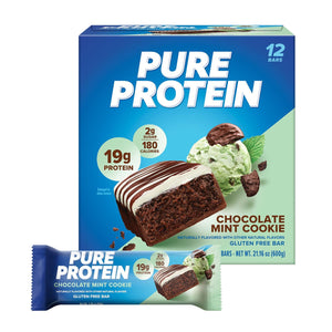 Pure Protein Bars, High Protein, Low Sugar, Gluten-Free, Chocolate Mint Cookie, 176oz, 12 Count, Packaging May Vary