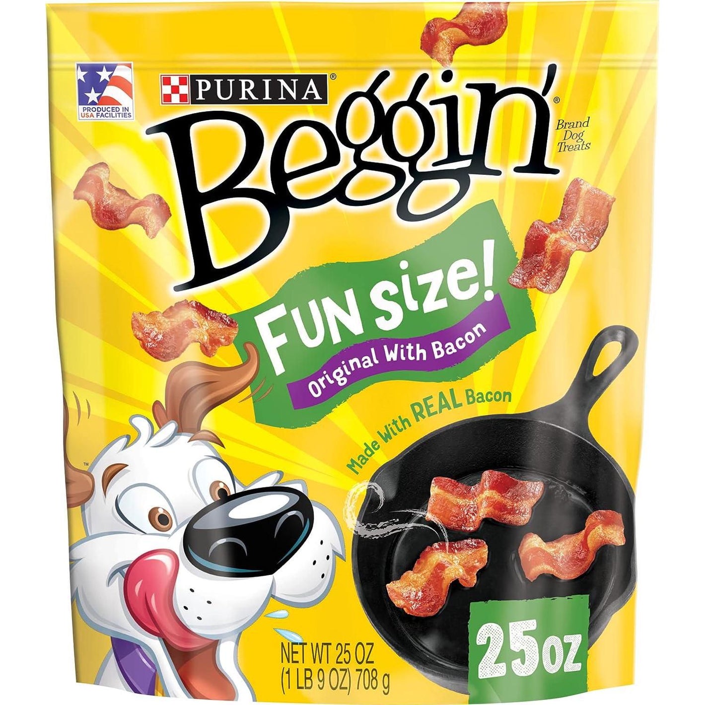 Purina Beggin Fun Size Dog Treats Bacon Flavor with Real Meat 25 oz Pouch