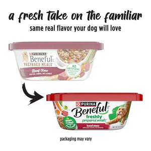 Purina Beneful Gravy Wet Dog Food 8 x 10 oz Prepared Meals Beef Stew Flavor for Adult Dogs
