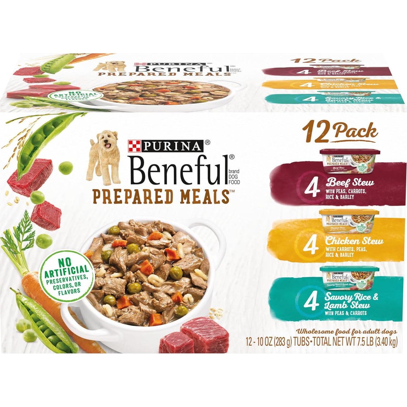 Purina Beneful Gravy Wet Dog Food Variety Pack Stew Meals 12 Tubs 10 oz Each