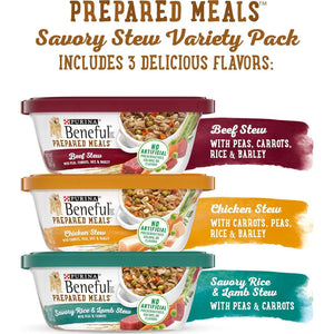 Purina Beneful Gravy Wet Dog Food Variety Pack Stew Meals 12 Tubs 10 oz Each