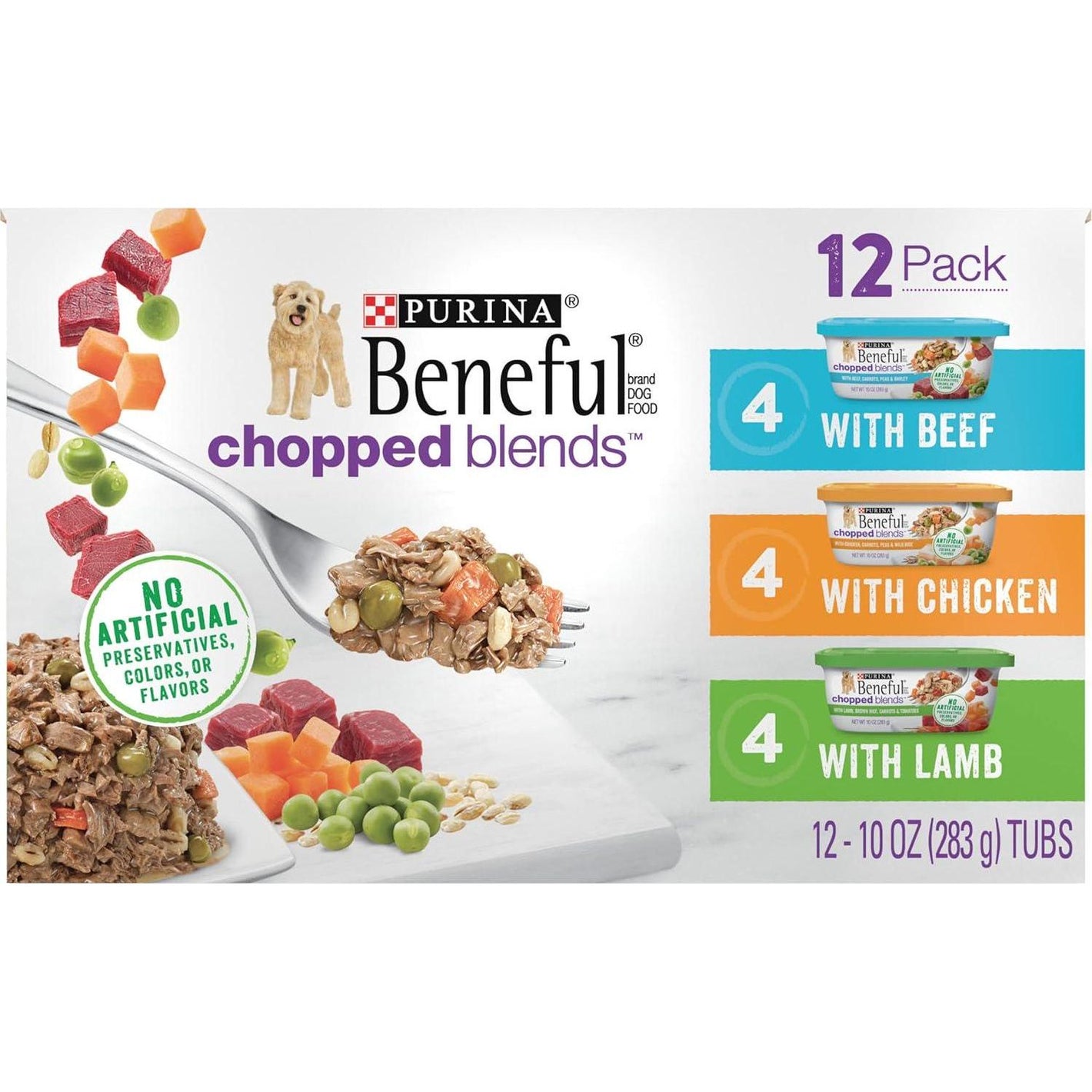 Purina Beneful Chopped Blends Wet Dog Food Variety Pack 12 Tubs 10 oz Each