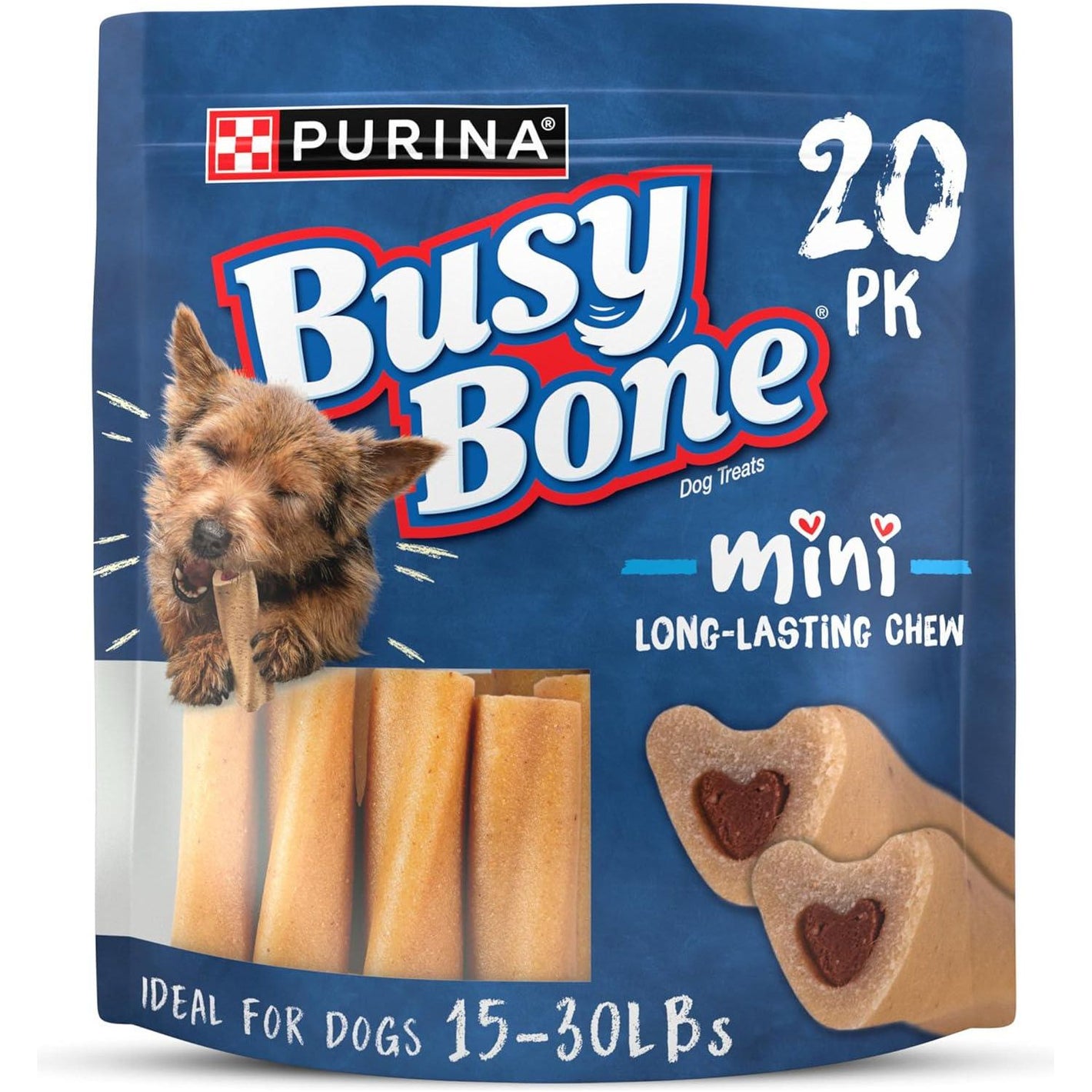 Purina Busy Bone Mini Chew Dog Treats for Small Breeds 20 Count Pouch