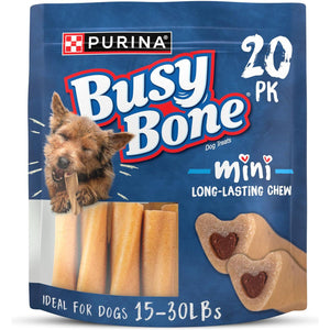 Purina Busy Bone Mini Chew Dog Treats for Small Breeds 20 Count Pouch