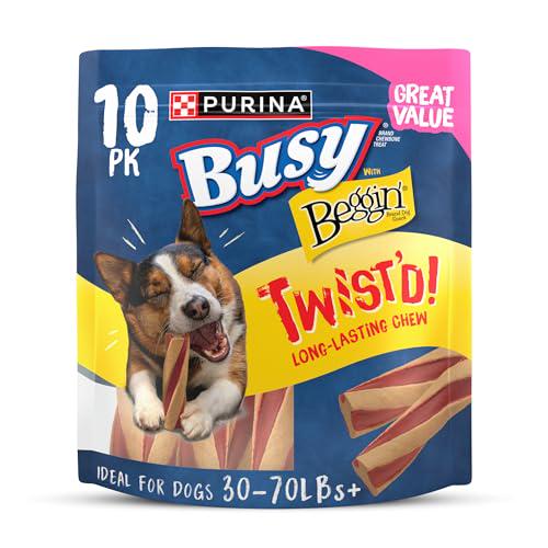 Purina Busy with Beggin’ Twist’d Dog Chews, 10 Ct Pouch, Long-Lasting Bones for Adult Dogs