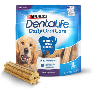 Purina DentaLife Large Dog Dental Chews Made in USA Daily Oral Care 18 Count Pouch