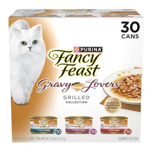 Fancy Feast Gravy Lovers Poultry and Beef Wet Cat Food 30 Count Variety Pack 3 oz Gourmet Cans