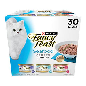 Fancy Feast Grilled Seafood Wet Cat Food Variety Pack 3 oz Cans Pack of 30