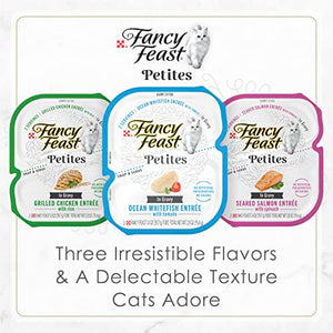 Purina Fancy Feast Petites Wet Cat Food, 2.8 oz x 12 Tubs, Gourmet Gravy Collection, Break-Apart Trays, 24 Servings