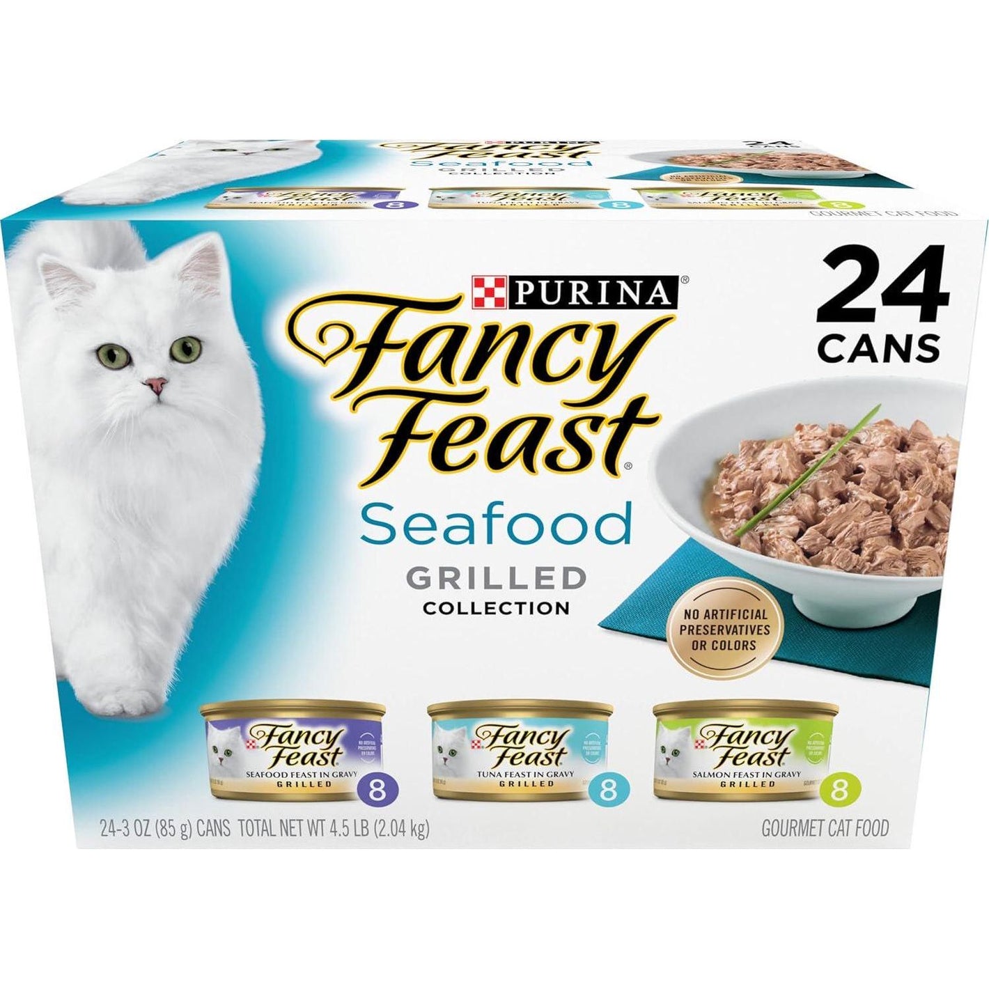 Purina Fancy Feast Grilled Seafood Collection Wet Cat Food 24 Pack 3 oz Cans