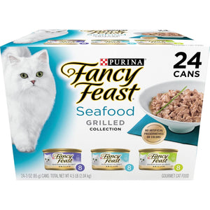 Purina Fancy Feast Grilled Seafood Collection Wet Cat Food 24 Pack 3 oz Cans