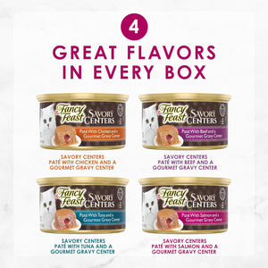 Purina Fancy Feast Pate with Gravy Centers Variety Pack 2 x 12 Pack 3 oz Cans Savory Centers Collection