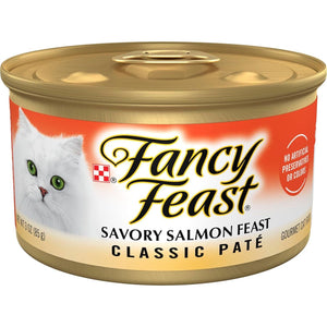 Fancy Feast Salmon Feast Cat Food 3 oz Cans Pack of 24 Classic Pate Grain Free Gourmet Wet Food for Adult Cats