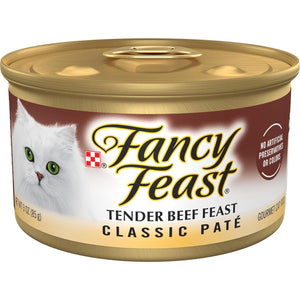 Purina Fancy Feast Tender Beef Feast Classic Wet Cat Food Pate 3 oz Cans Pack of 24