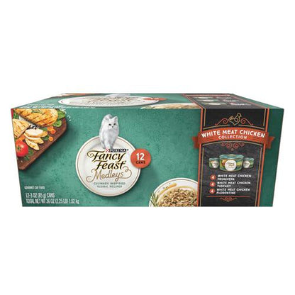 Purina Fancy Feast Medleys Wet Cat Food Variety Pack, White Meat Chicken in Sauce, 3 oz Cans, 12 Ct