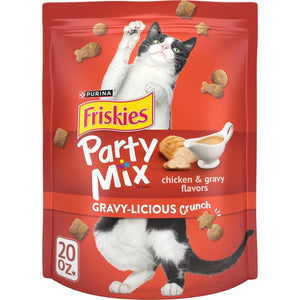 Purina Friskies Party Mix Cat Treats Chicken and Gravy Flavor 20 oz Crunchy Snack Pouch