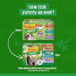 Purina Friskies Indoor Wet Cat Food 5.5 oz Cans Pack of 24 Turkey Chicken Seafood Variety Pack
