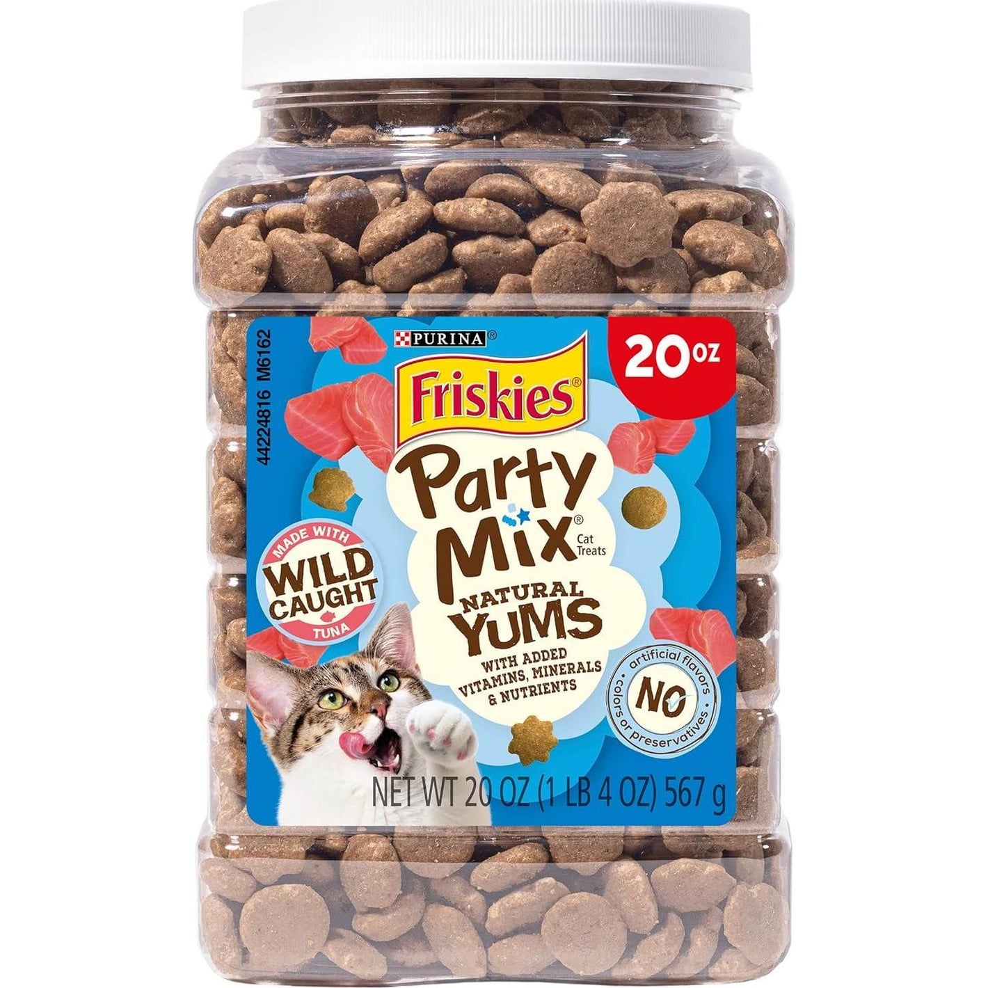 Purina Friskies Party Mix Natural Cat Treats Tuna Flavor with Nutrients 20 oz