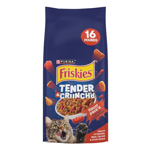 Purina Friskies Tender & Crunchy Cat Food, 16 lb Bag, Chicken, Beef, Carrot & Green Bean Flavors