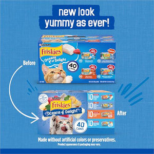 Purina Friskies Wet Cat Food Oceans of Delight Variety Pack 5.5 oz 40 Cans