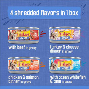 Purina Friskies Shreds Wet Cat Food Variety 48 Cans with Beef Chicken Turkey Tuna and Cheese
