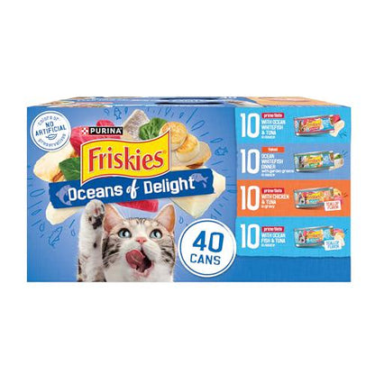Purina Friskies Wet Cat Food Oceans of Delight Variety Pack 5.5 oz 40 Cans