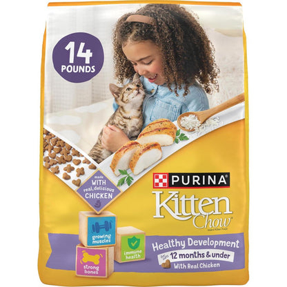Purina Kitten Chow Dry Cat Food 14 lb Bag Complete Balanced Nutrition for Growing Kittens