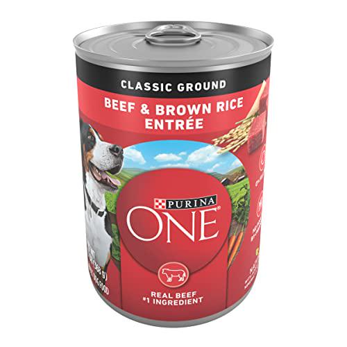 Purina ONE Classic Ground Wet Dog Food, Beef & Brown Rice Entrée, Adult Dogs, 13 oz Cans, Pack of 12