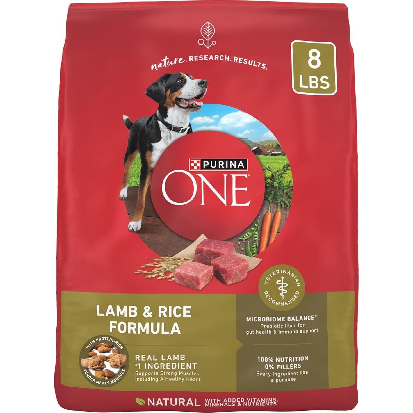 Purina One Dry Dog Food Lamb and Rice Formula High Protein 8 lb Bag