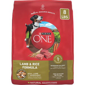 Purina One Dry Dog Food Lamb and Rice Formula High Protein 8 lb Bag
