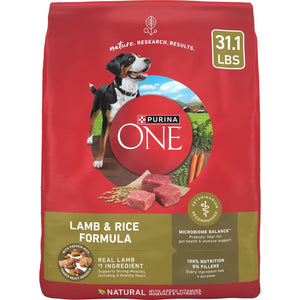 Purina ONE Lamb & Rice Dry Dog Food, High Protein, 31.1 lb Bag, Supports Muscle & Immune Health