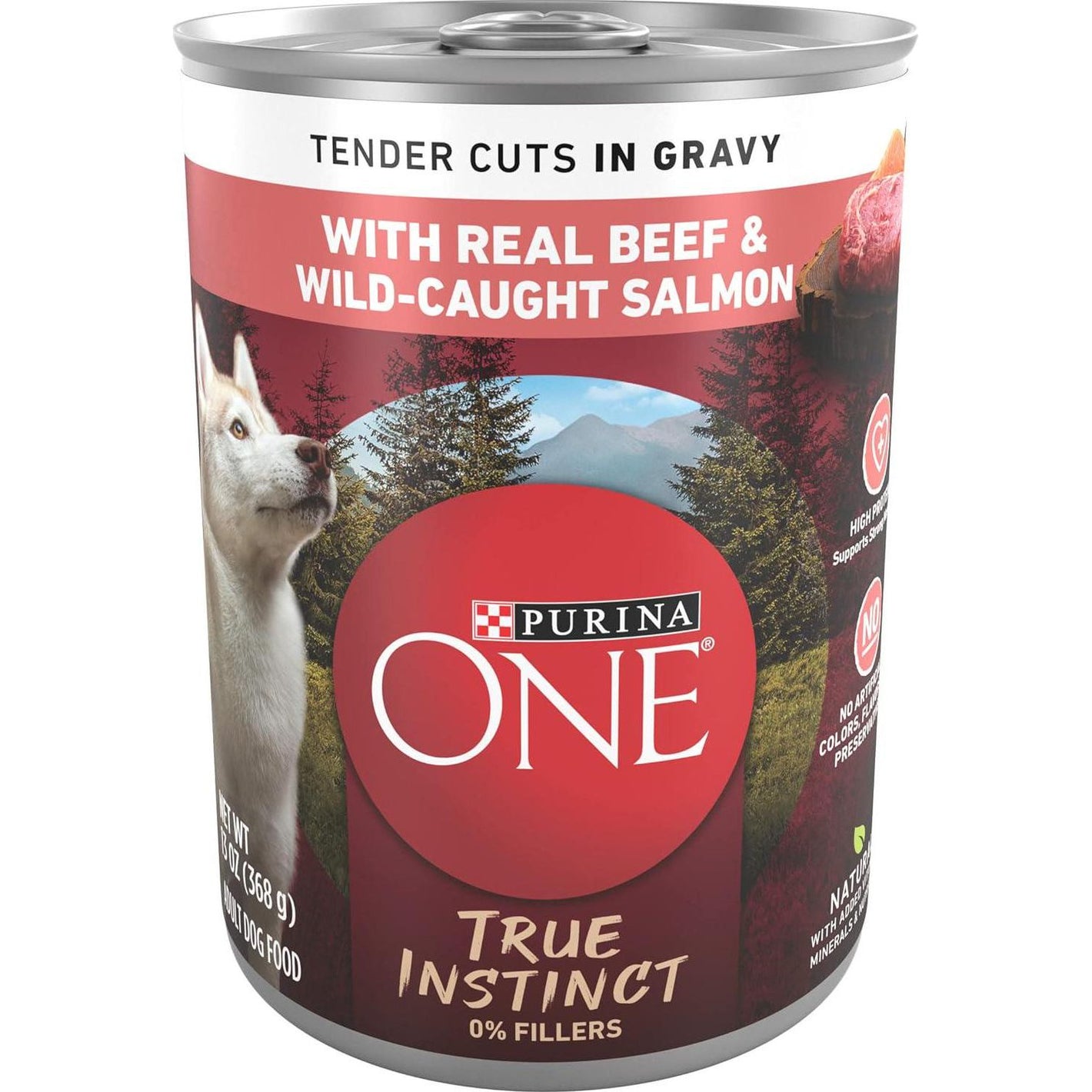 Purina ONE True Instinct High Protein Wet Dog Food with Beef and Salmon Gravy 13 oz Cans Pack of 12