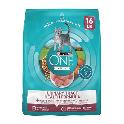 Purina ONE Urinary Tract Health Dry Cat Food High Protein Formula 16 lb Bag