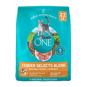 Purina ONE Tender Selects Blend Dry Cat Food with Real Chicken 22 lb Bag Natural Formula