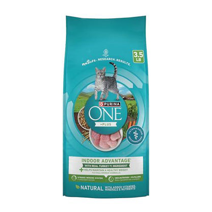 Purina ONE Indoor Cat Food, 3.5 lb Bag, Natural Dry Formula for Weight Control, Low Fat, Indoor Advantage