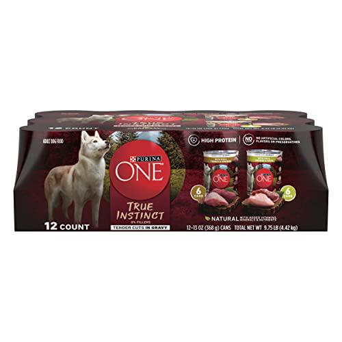 Purina ONE True Instinct Wet Dog Food 12 Pack 13 oz Cans Turkey Venison Chicken Duck High Protein Cuts
