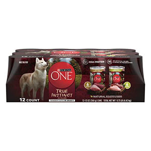 Purina ONE True Instinct Wet Dog Food 12 Pack 13 oz Cans Turkey Venison Chicken Duck High Protein Cuts
