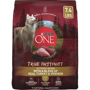 Purina ONE True Instinct Dog Food, Real Turkey & Venison, 7.4 lb Bag, High Protein Kibble