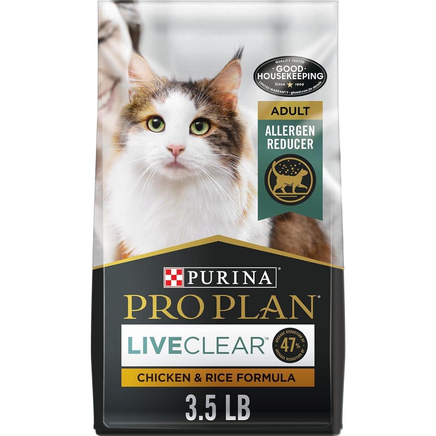 Purina Pro Plan LiveClear Cat Food Chicken and Rice Formula 3.5 lb Bag Allergen Reducing