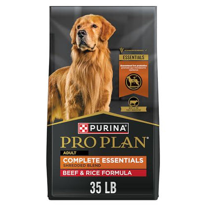 Purina Pro Plan Dog Food Shredded Blend Beef & Rice with Probiotics 35 lb Bag