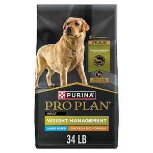 Purina Pro Plan Large Breed Weight Control Chicken Rice Dog Food 34 lb Bag