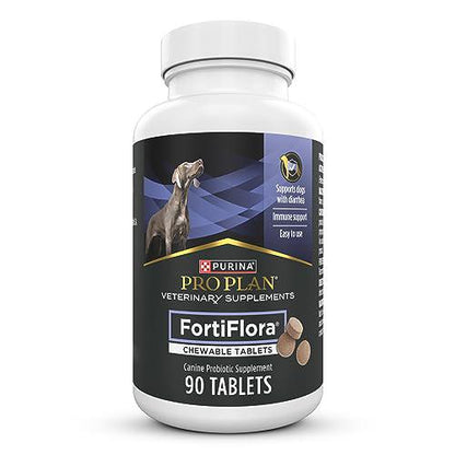 Purina Pro Plan FortiFlora Dog Probiotic Supplement 90 Chewable Tablets Veterinary Formula for Digestive Health