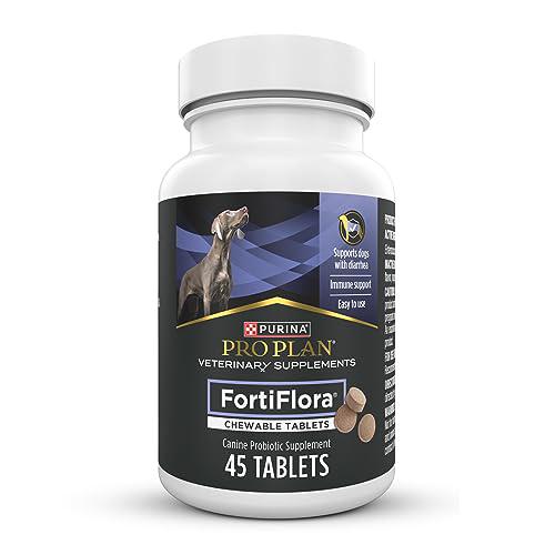 Purina Pro Plan FortiFlora Dog Probiotic Supplement 45 Chewable Tablets Canister for Digestive Health