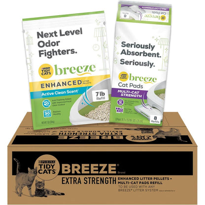Purina Tidy Cats Breeze Extra Strength Litter System Refill Bundle Pellets and Pads