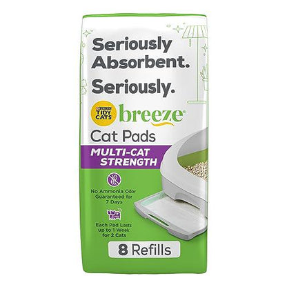 Purina Tidy Cats Breeze Litter Pads 8 Count Refill Pack for Multi Cat Households Odor Absorbing
