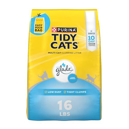 Purina Tidy Cats Clumping Litter 16 lb Bag Glade Clear Springs Scent Multi Cat Litter with Odor Control