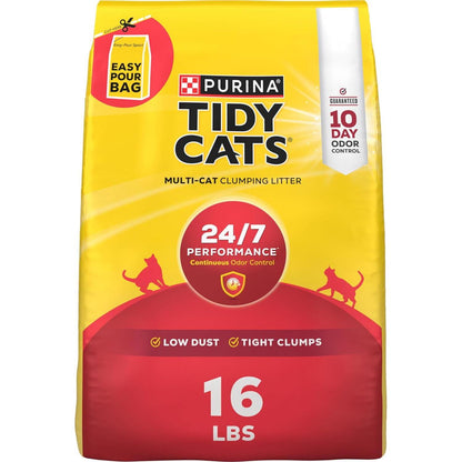 Purina Tidy Cats Clumping Cat Litter 16 lb Bag 24 7 Performance Odor Control for Multi Cat Households