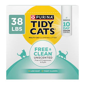 Purina Tidy Cats Free & Clean Unscented Cat Litter, 38?lb Box, Multi?Cat Formula, Easy Clumping & Low Dust