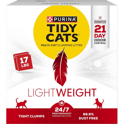 Purina Tidy Cats Lightweight Cat Litter 17 lb Box Low Dust Clumping Odor Control Multi Cat Formula