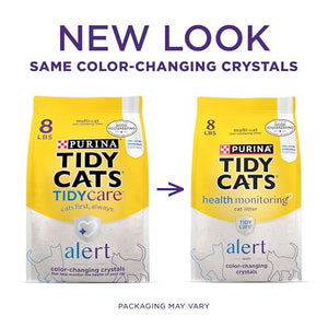Purina Tidy Cats Health Monitoring Crystals, 8 lb, Non-Clumping Silica Cat Litter, Alerts on Health Changes